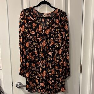 Billabong Black and Orange Floral Dress
